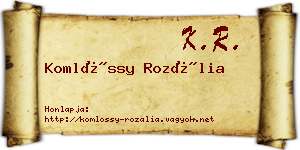 Komlóssy Rozália névjegykártya